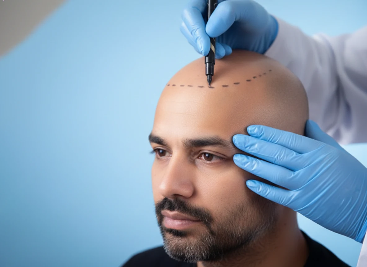 Hair restoration clinical examination at Clinique K